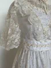 1970s Lace Frill Dress