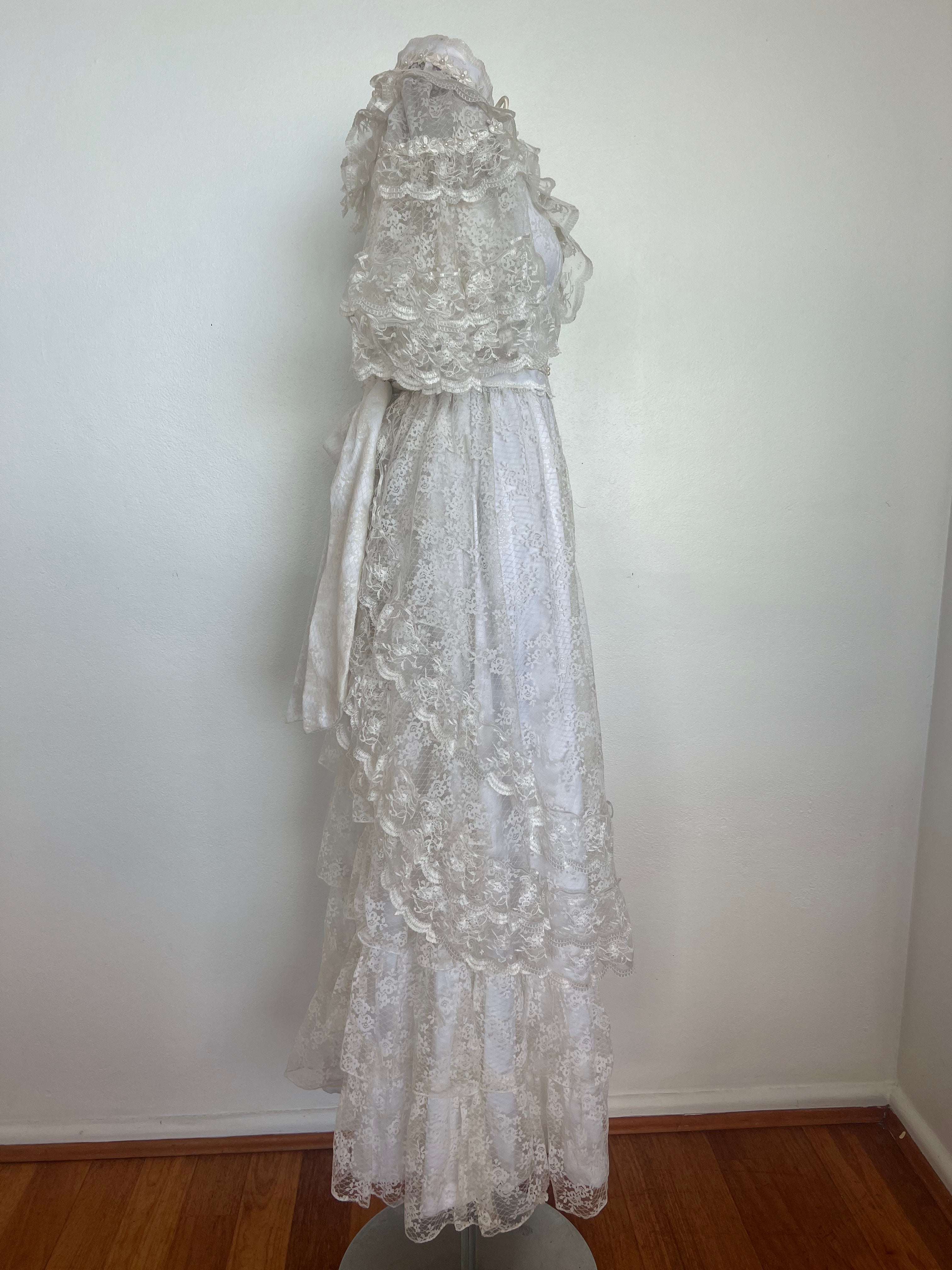 1970s Lace Frill Dress