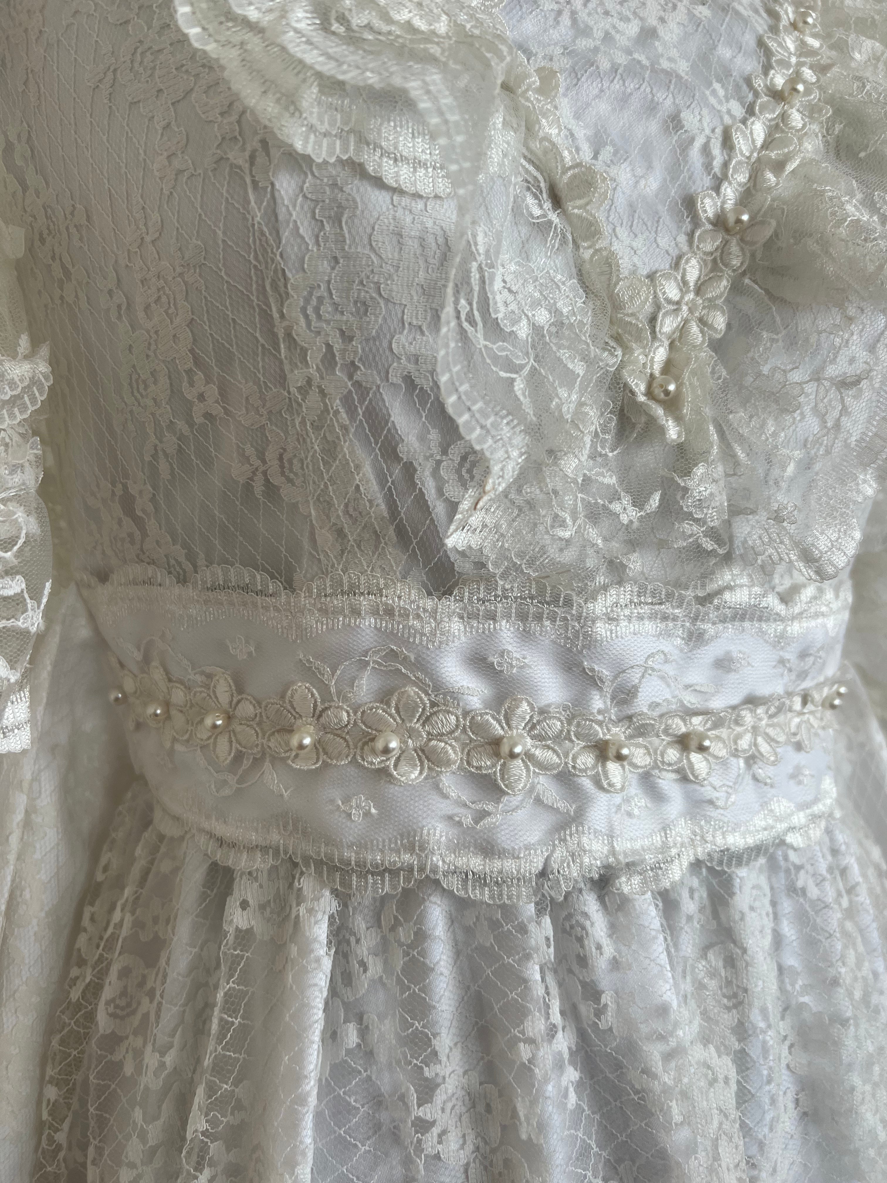 1970s Lace Frill Dress