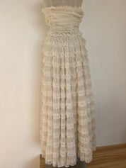 1950s Strapless Frill Dress