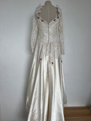 1970s Lace and Satin Princess Dress