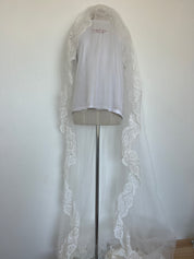 1970s Long Lace Mantilla with Crown Veil