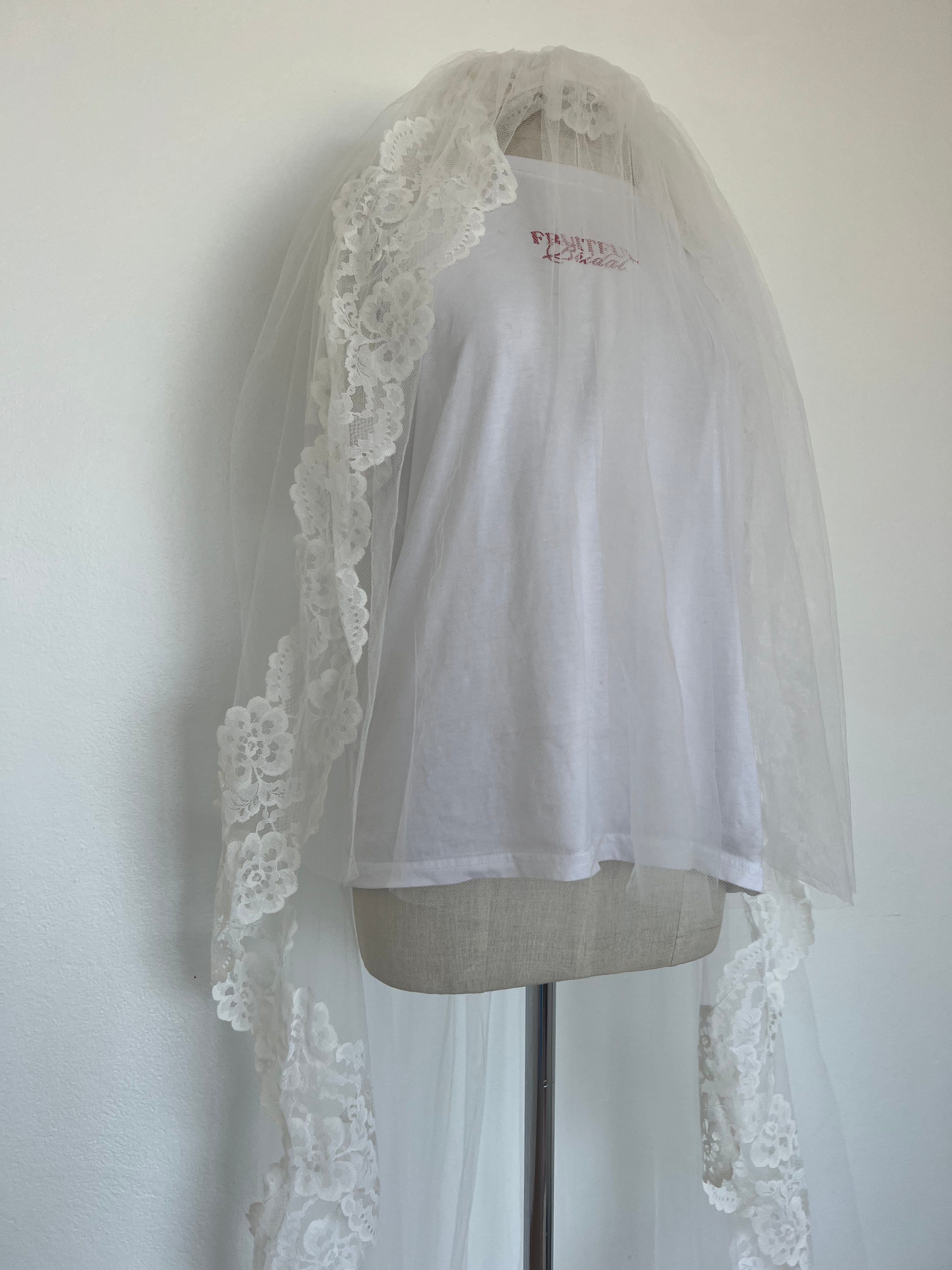 1970s Long Lace Mantilla with Crown Veil