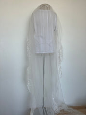 1970s Long Lace Mantilla with Crown Veil