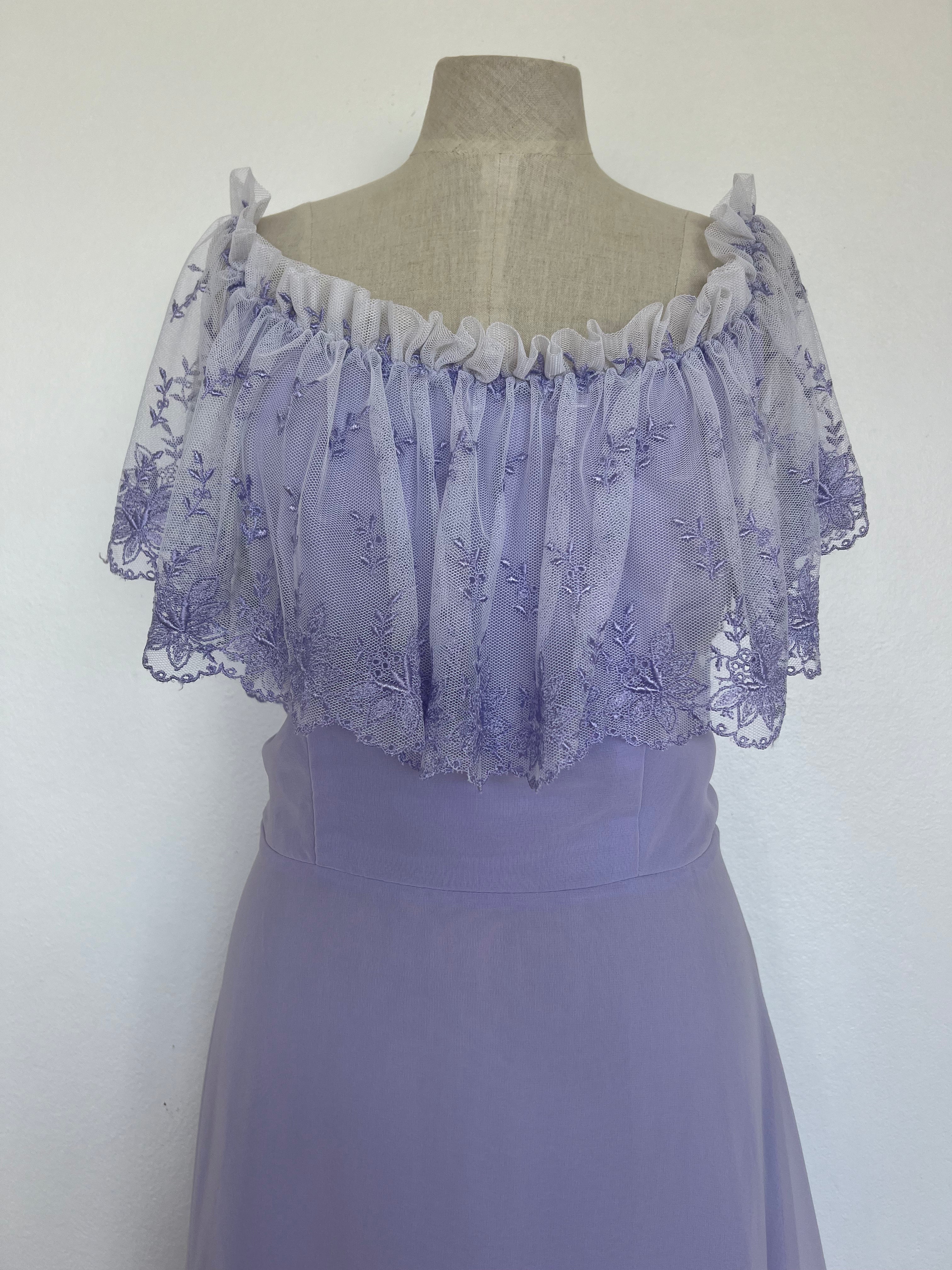 1970s Lilac Off-the-shoulder Dress