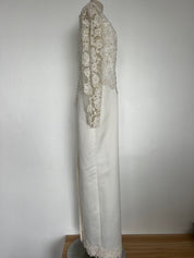 1990s Beaded Lace Bodice Column Dress