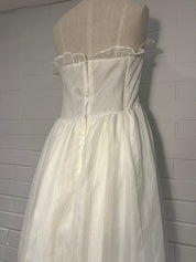 1980s Strapless Ruffle Detail Gunne Sax Dress