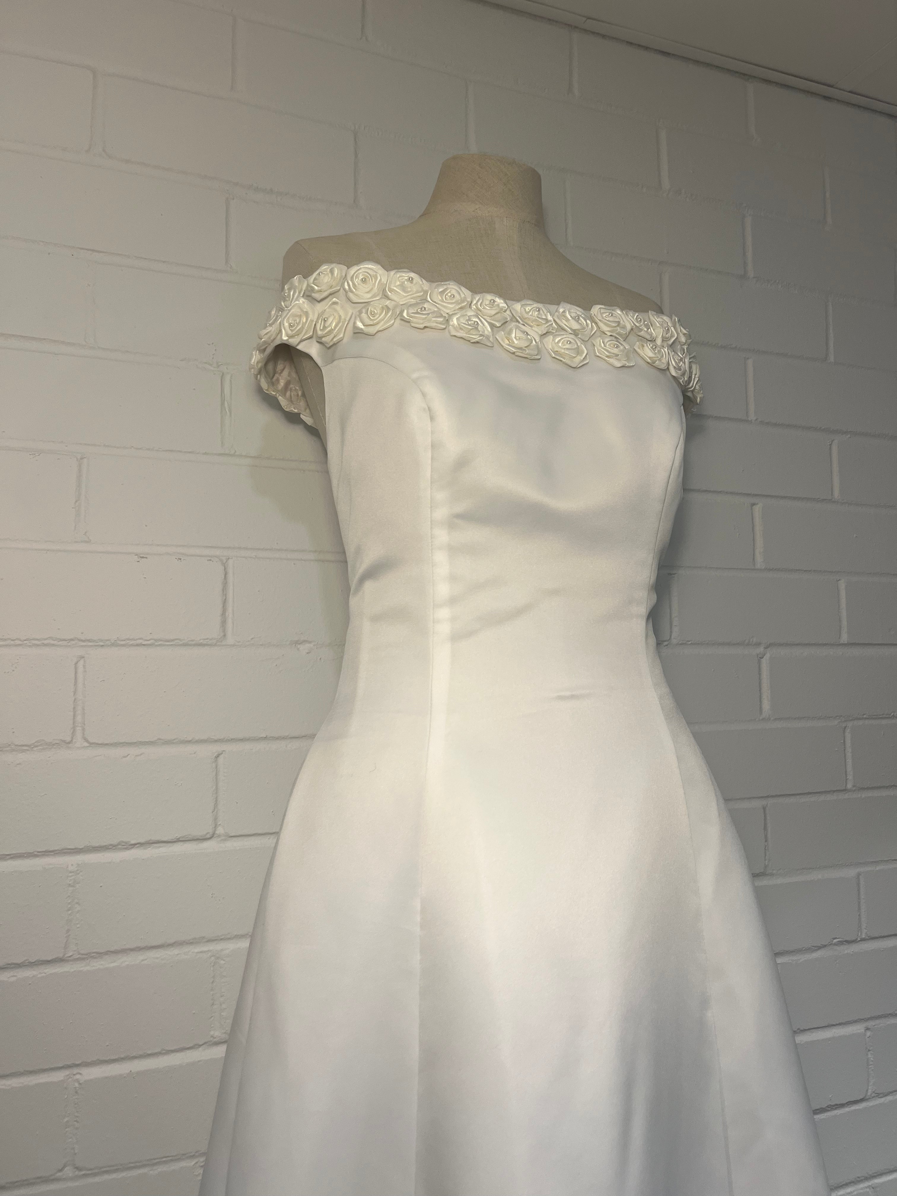 1990s Rosette Neckline Dress