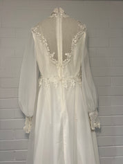 1970s Beaded Lace Empire Waistline Dress