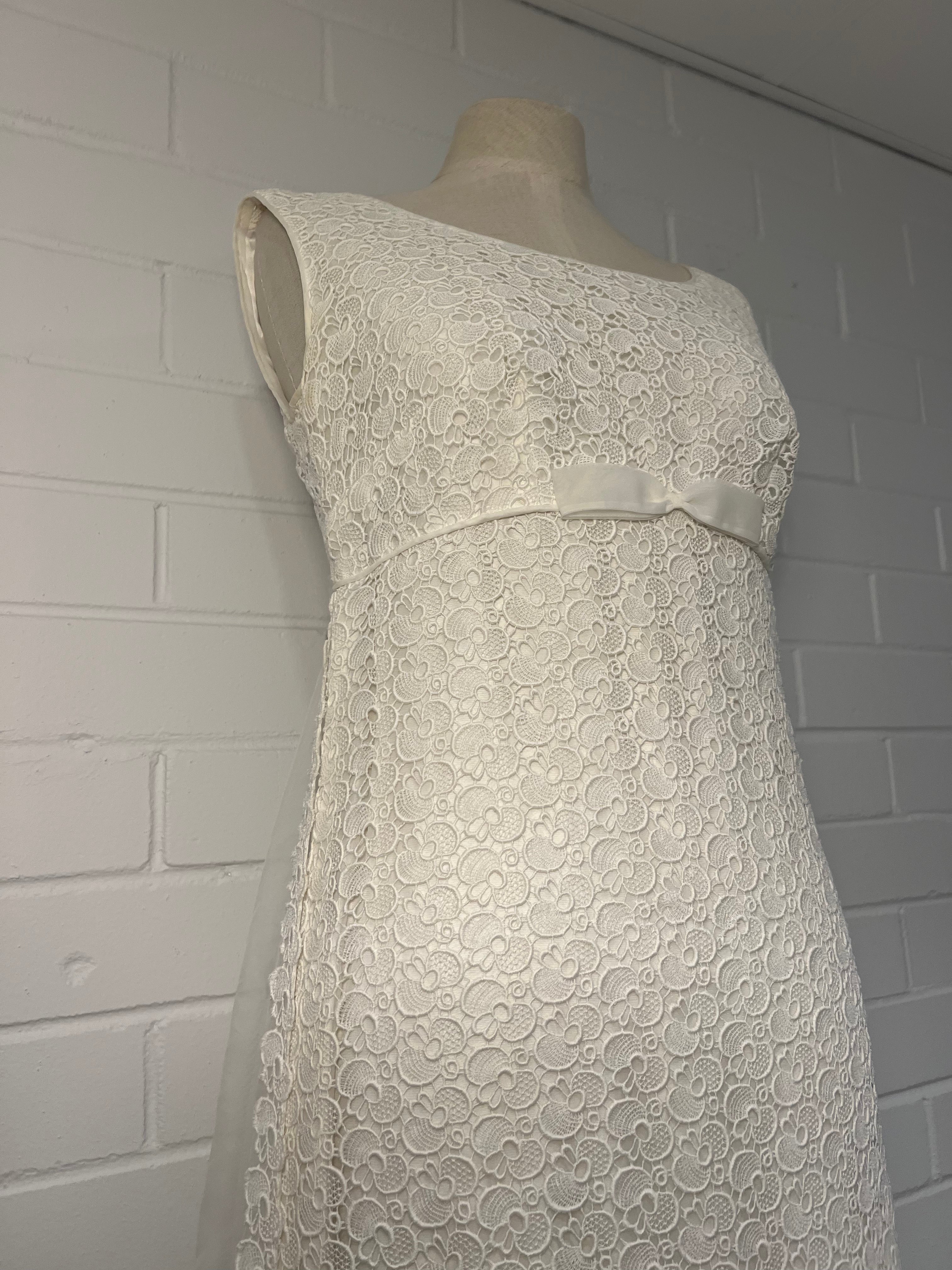 1960s Lace Empire Dress with Cape