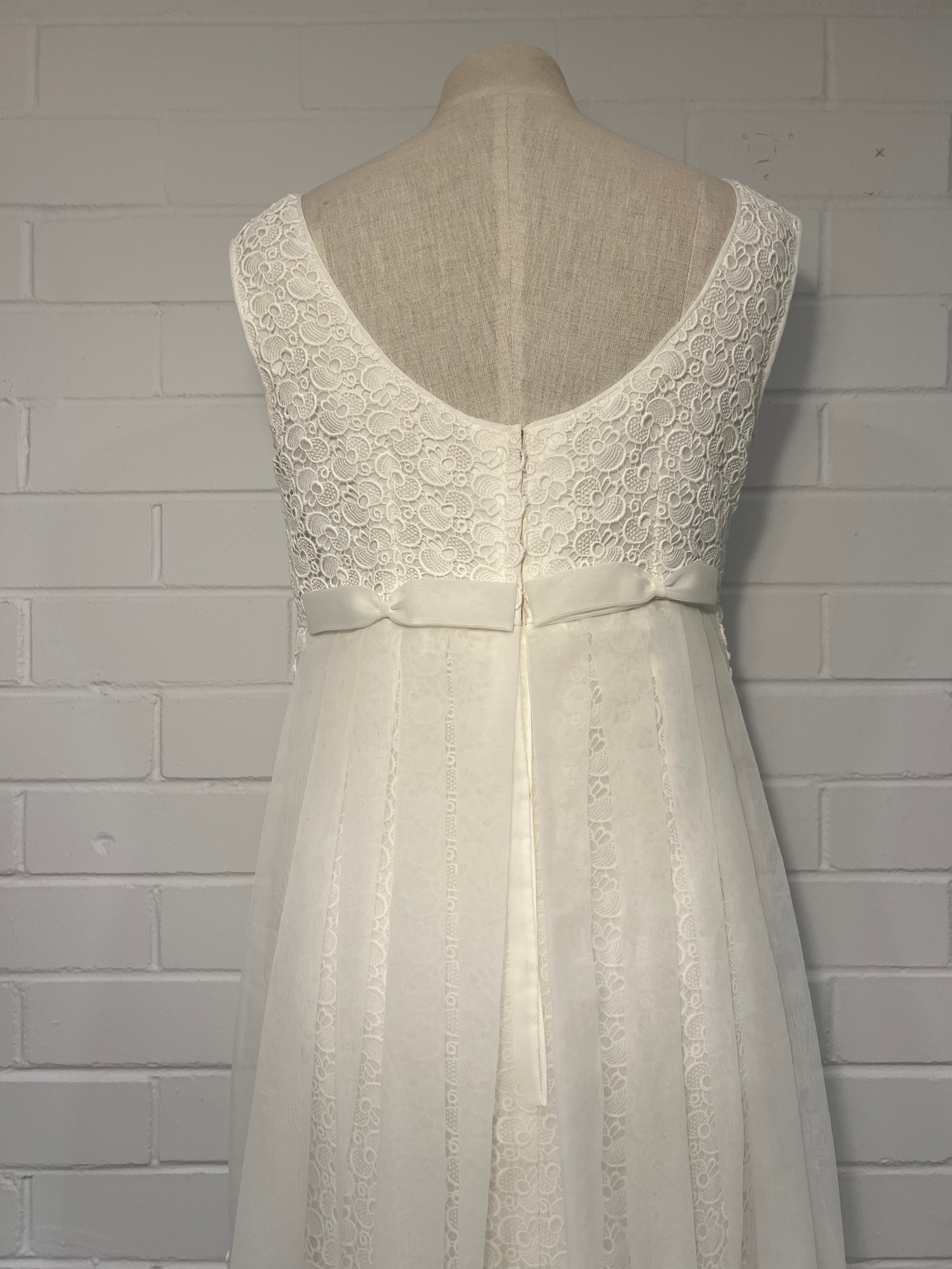 1960s Lace Empire Dress with Cape