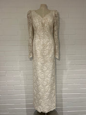 1990s Beaded Lace V Neck Column Dress