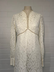 1970s Lace Pearl Detail Column Dress