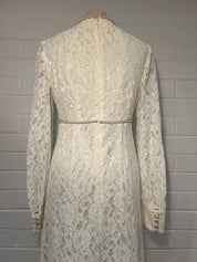 1970s Lace Pearl Detail Column Dress