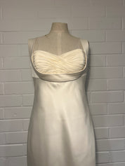 1990s Satin Pleated Bust Column Dress