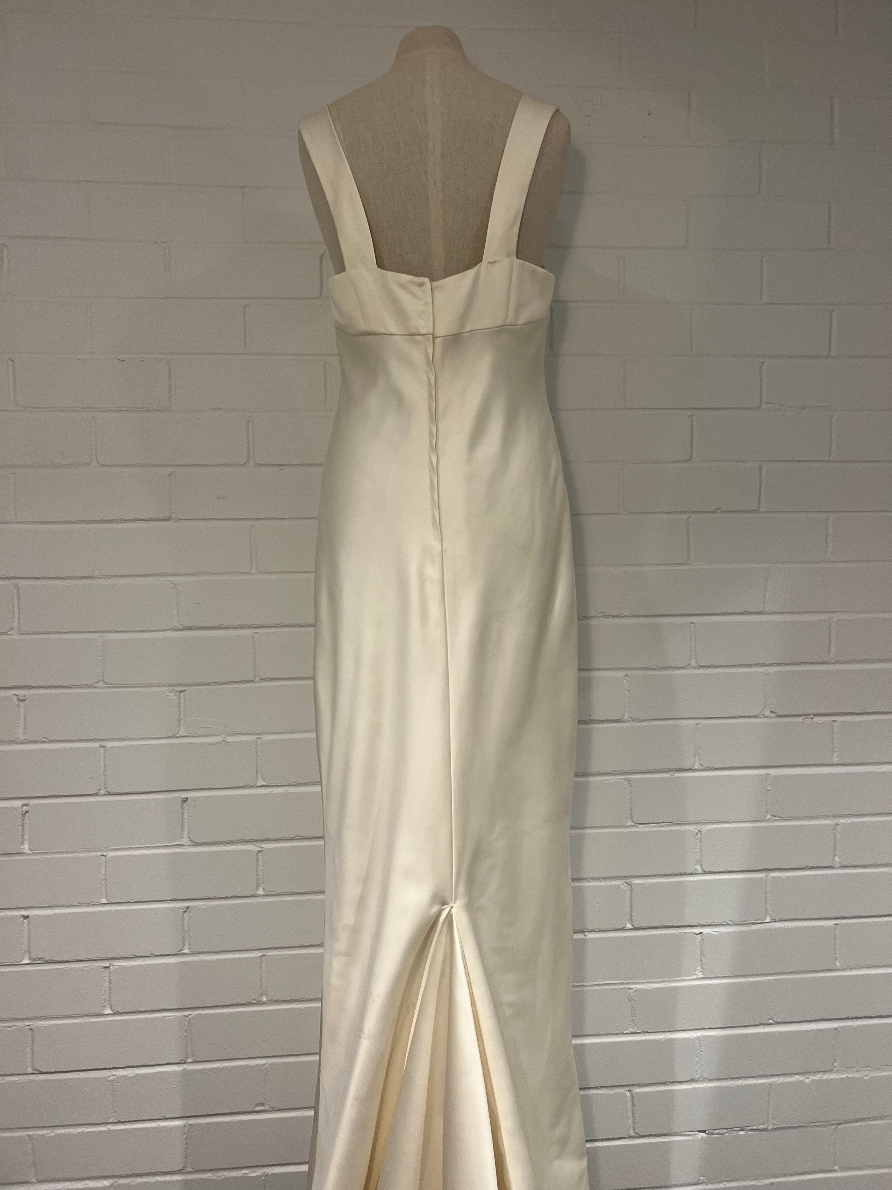 1990s Satin Pleated Bust Column Dress