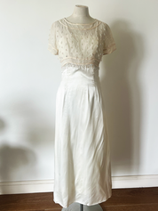 1970s Bridal Slip with Crystal Beaded Topper