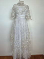 1970s Lace Frill Dress