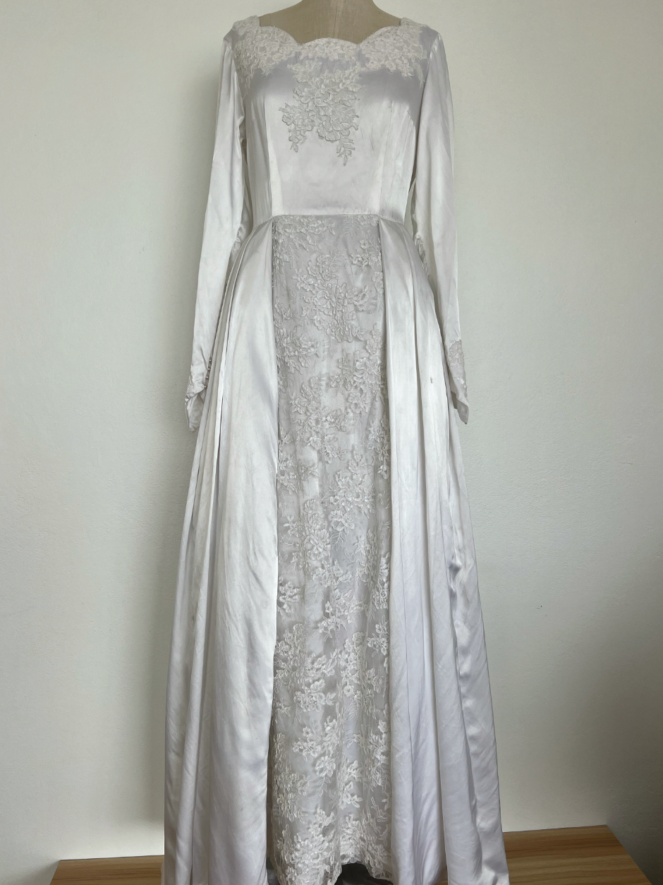 1950s Lace and Satin Dress