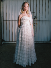 1950s Strapless Frill Dress