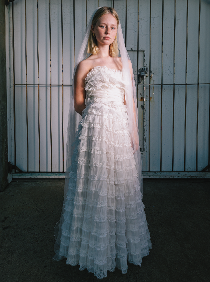 1950s Strapless Frill Dress